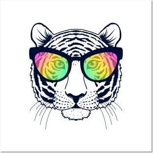 Tiger with sunglasses Posters and Art